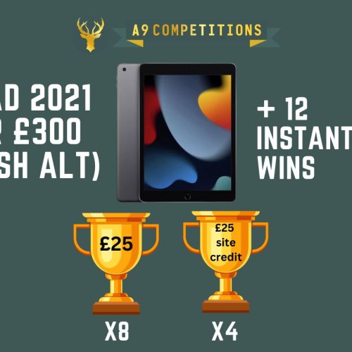 iPad 2021 10.2" Wi-Fi 64GB (or £300 cash) + 12 INSTANT WINS