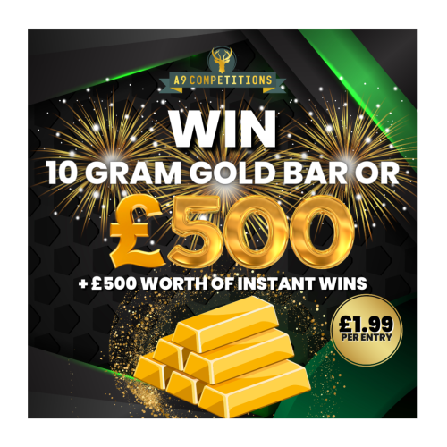 10 Gram Gold Bar or £500 + £500 Worth of Instant Wins