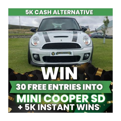 Win 30 entries into win a Mini Cooper + £5K instant wins draw