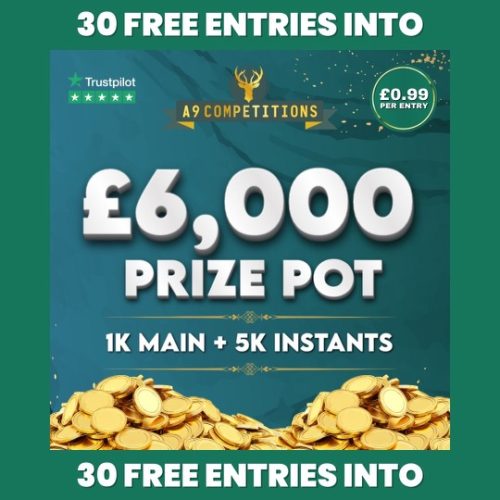 Win 30 entries into Jackpot £1,000 + £5,000 Instant Wins Draw