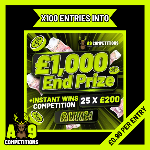 x100 Entries Into The £1,000 End Prize + 25 x £200 Instant Wins