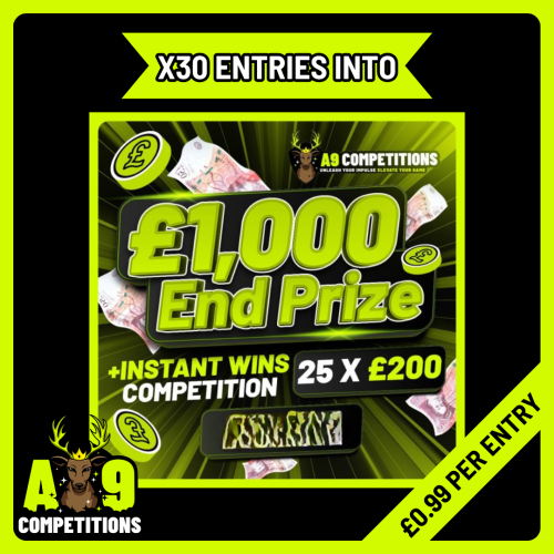 X30 ENTRIES INTO THE £1,000 END PRIZE + 25 X £200 INSTANT WINS