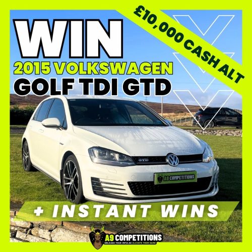 2015 VOLKSWAGEN GOLF TDI GTD + £700 INSTANT WINS + 10 x 10 ENTRIES (£10,000 CASH ALT)